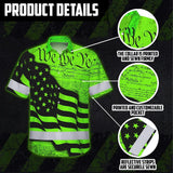 Hi Vis Hawaiian Shirt Reflective America Flag Orange Neon Patriotic Custom Name
