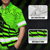 Hi Vis Hawaiian Shirt Reflective America Flag Orange Neon Patriotic Custom Name