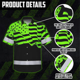 Hi Vis Hawaiian Shirt Reflective America Flag Patriotic Custom Name Safety Workwear