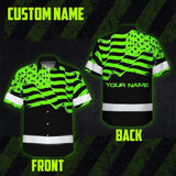 Hi Vis Hawaiian Shirt Reflective America Flag Patriotic Custom Name Safety Workwear
