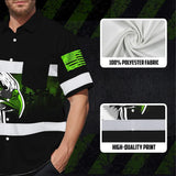 Hi Vis Hawaiian Shirt Reflective Black Eagle USA Flag Custom Name Safety Workwear