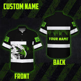 Hi Vis Hawaiian Shirt Reflective Black Eagle USA Flag Custom Name Safety Workwear