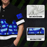 Hi Vis Hawaiian Shirt Reflective Blue USA Flag Custom Name Safety Workwear