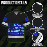 Hi Vis Hawaiian Shirt Reflective Blue USA Flag Custom Name Safety Workwear