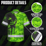 Hi Vis Hawaiian Shirt Reflective Camo And Skull Custom Name Safety Workwear For Runners, Cyclists, Skull Lover