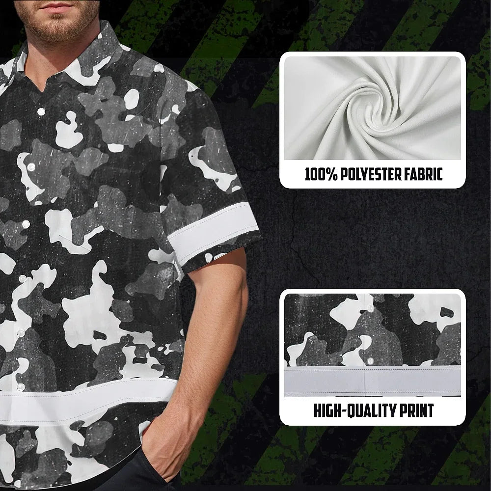 Hi Vis Hawaiian Shirt Reflective Camo Fishing Outdoor Safety For Fisherman, Workers, Runners, Cyclists