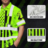 Hi Vis Hawaiian Shirt Reflective Eagle USA Flag Custom Name Safety Workwear