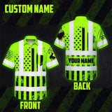 Hi Vis Hawaiian Shirt Reflective Eagle USA Flag Custom Name Safety Workwear