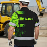 Hi Vis Hawaiian Shirt Reflective, Eagles US Flag Custom Name For Workers Runners Patriotic