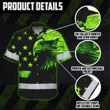 Hi Vis Hawaiian Shirt Reflective, Eagles US Flag Custom Name For Workers Runners Patriotic