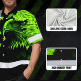 Hi Vis Hawaiian Shirt Reflective, Eagles US Flag Custom Name For Workers Runners Patriotic