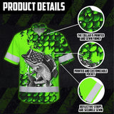 Hi Vis Hawaiian Shirt Reflective Fishing Green Neon Custom Name Safety Workwear For Fishing Lovers Workers, Runners, Cyclists, Trucker, Operator, Patriotic