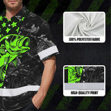 Hi Vis Hawaiian Shirt Reflective Fishing Green Neon Custom Name Safety Workwear For Fishing Lovers Workers, Runners, Cyclists, Trucker, Operator, Patriotic