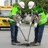 Hi Vis Hawaiian Shirt Reflective Fishing Green Neon Custom Name Safety Workwear For Fishing Lovers Workers, Runners, Cyclists, Trucker, Operator, Patriotic