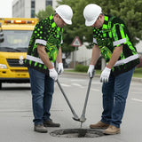 Hi Vis Hawaiian Shirt Reflective Fishing Green Neon Safety Workwear For Fishing Lovers Workers, Runners, Cyclists, Trucker, Operator, Patriotic