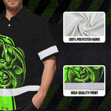 Hi Vis Hawaiian Shirt Reflective Fishing Green Neon US Flag Custom Name Safety Workwear For Fishing Lovers Workers, Runners, Cyclists, Trucker, Operator