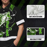 Hi Vis Hawaiian Shirt Reflective Fishing US Flag Custom Name Safety Workwear For Fishing Lovers Workers, Runners, Cyclists, Trucker, Operator, Patriotic