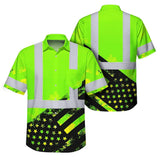 Hi Vis Hawaiian Shirt Reflective Flag Custom Name Safety