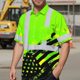 Hi Vis Hawaiian Shirt Reflective Flag Custom Name Safety
