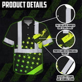 Hi Vis Hawaiian Shirt Reflective Gradient USA Flag Safety Workwear