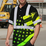 Hi Vis Hawaiian Shirt Reflective Gradient USA Flag Safety Workwear