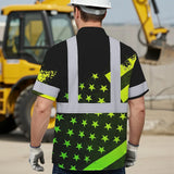 Hi Vis Hawaiian Shirt Reflective Gradient USA Flag Safety Workwear