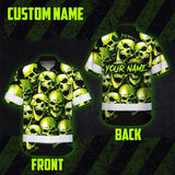 Hi Vis Hawaiian Shirt Reflective Green Neon Skull Custom Name