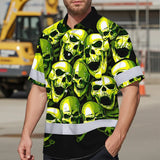 Hi Vis Hawaiian Shirt Reflective Green Neon Skull Custom Name