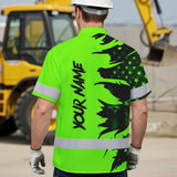 Hi Vis Hawaiian Shirt Reflective Green Neon Skull US Flag Scratch Custom Name Safety