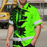 Hi Vis Hawaiian Shirt Reflective Green Neon Skull US Flag Scratch Custom Name Safety