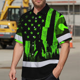 Hi Vis Hawaiian Shirt Reflective Green USA Flag With Gorillas Custom Name