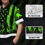 Hi Vis Hawaiian Shirt Reflective Green USA Flag With Gorillas Custom Name