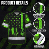 Hi Vis Hawaiian Shirt Reflective Green USA Flag With Gorillas Custom Name