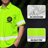 Hi Vis Hawaiian Shirt Reflective Green Your Hole Is My Goal Custom Name Safety Workwear, Hi Vis Shirts Funny