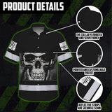 Hi Vis Hawaiian Shirt Reflective Grey Skull Custom Name Safety Workwear