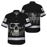 Hi Vis Hawaiian Shirt Reflective Grey Skull Custom Name Safety Workwear