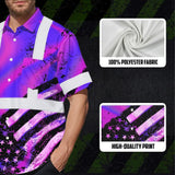 Hi Vis Hawaiian Shirt Reflective Hologram US Flag Paint Safety Workwear For Worker