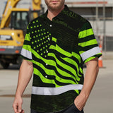 Hi Vis Hawaiian Shirt Reflective Independence USA Flag Safety Workwear