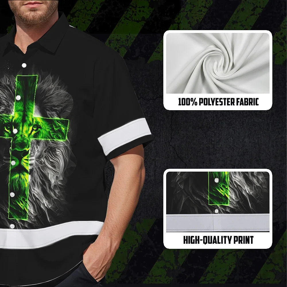 Hi Vis Hawaiian Shirt Reflective Jesus 6 Custom Name Safety Workwear For Truckers, Workers, Operator, Cyclists, Patriotic