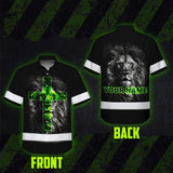 Hi Vis Hawaiian Shirt Reflective Jesus 6 Custom Name Safety Workwear For Truckers, Workers, Operator, Cyclists, Patriotic