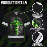 Hi Vis Hawaiian Shirt Reflective Jesus 6 Custom Name Safety Workwear For Truckers, Workers, Operator, Cyclists, Patriotic