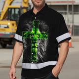 Hi Vis Hawaiian Shirt Reflective Jesus 6 Custom Name Safety Workwear For Truckers, Workers, Operator, Cyclists, Patriotic
