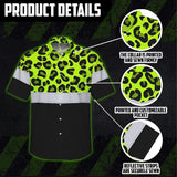 Hi Vis Hawaiian Shirt Reflective Leopard Custom Name Safety Workwear For Workers, Truckers, Operators