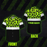 Hi Vis Hawaiian Shirt Reflective Leopard Custom Name Safety Workwear For Workers, Truckers, Operators