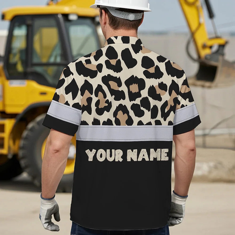 Hi Vis Hawaiian Shirt Reflective Leopard Safety For Workers, Runners, Cyclists