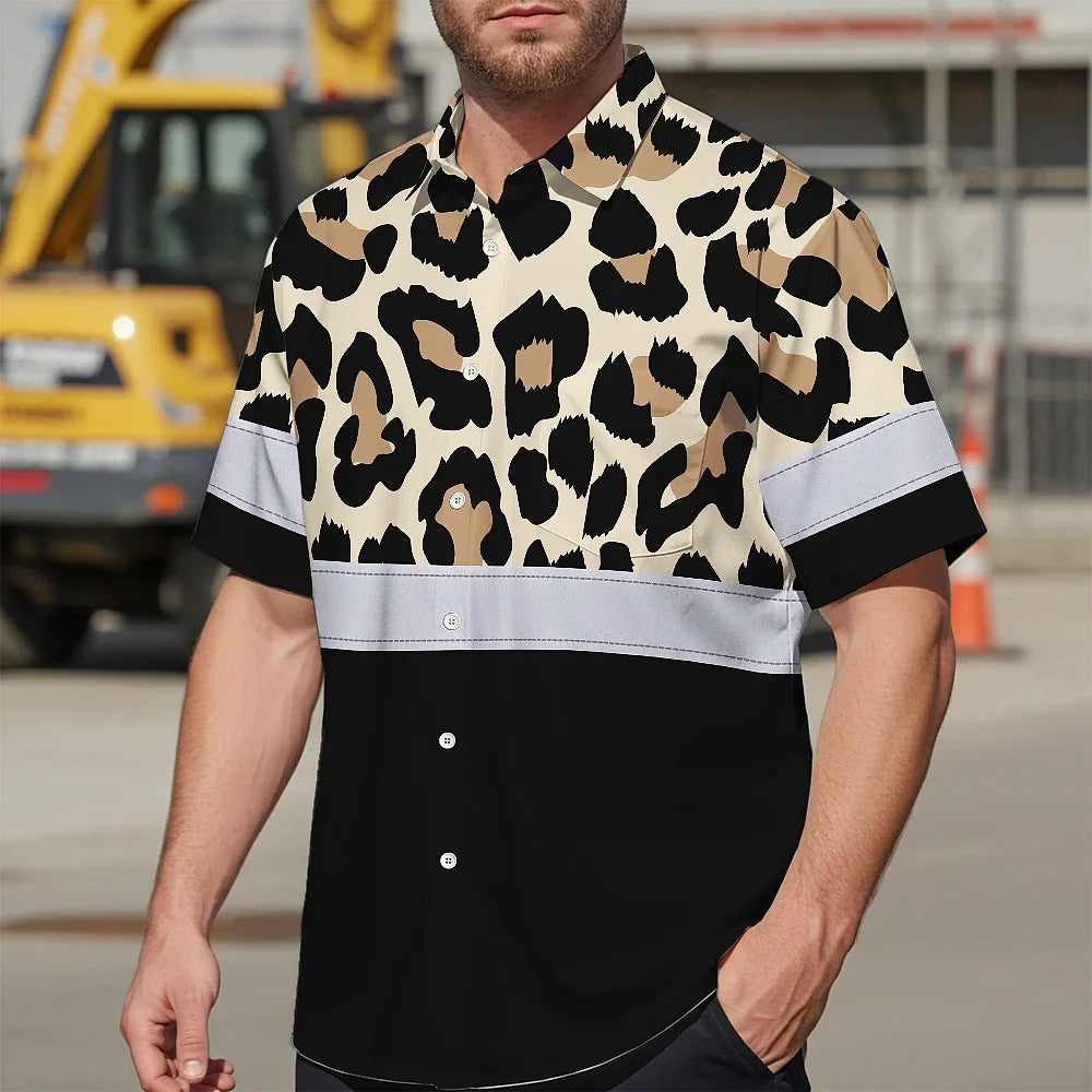 Hi Vis Hawaiian Shirt Reflective Leopard Safety For Workers, Runners, Cyclists