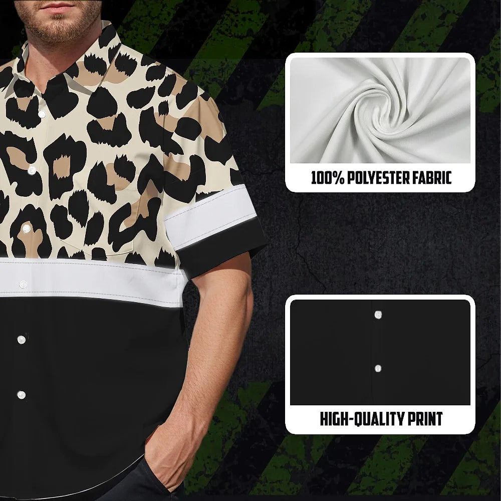 Hi Vis Hawaiian Shirt Reflective Leopard Safety For Workers, Runners, Cyclists