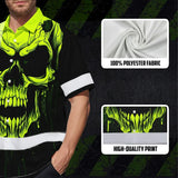Hi Vis Hawaiian Shirt Reflective Lime Neon Skull Custom Name Safety Workwear For Runners, Cyclists, Skull Lover