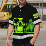 Hi Vis Hawaiian Shirt Reflective Neon Skull Custom Name Safety Workwear