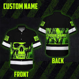Hi Vis Hawaiian Shirt Reflective Neon Skull Custom Name Safety Workwear